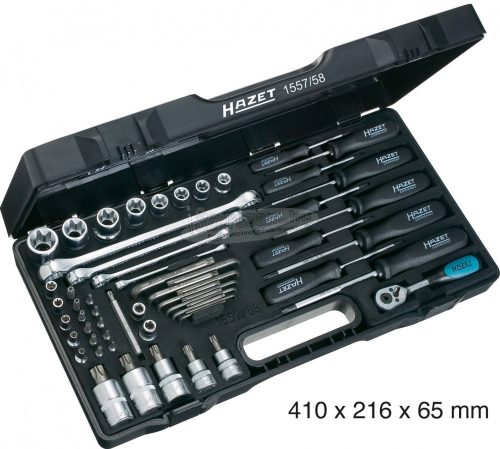 HAZET Torx szerszámkészlet, 58 részes E4-E24+T6-T50 1/4",3/8",1/2" 1557/58