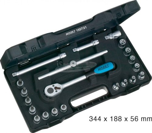 HAZET külső+belső Torx rátűzőkulcs+dugókulcs készlet E5-E14+T15-T50 21 részes 3/8" 1557/21
