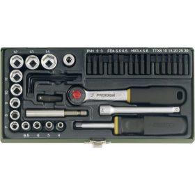   PROXXON INDUSTRIAL 38 részes ipari csavarhúzó készlet, dugókulcs készlet, mágneses betéttartóval 6,3mm (1/4”) 23070