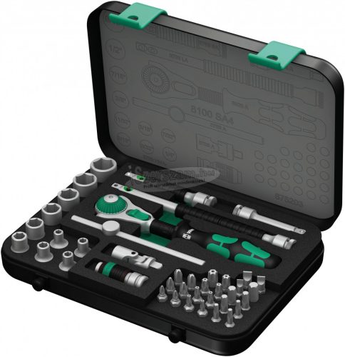 WERA 8100 SA 4 Zyklop Dugókulcs készlet+bit 1/4", AF 3/16"-9/16", 41 részes 05003535001