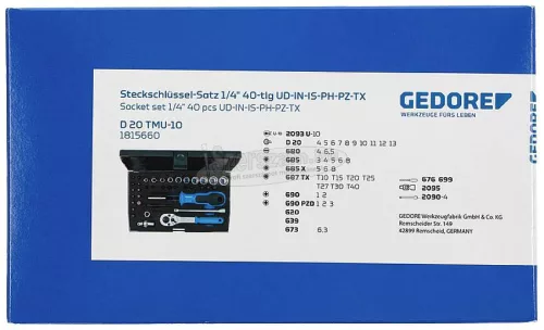 GEDORE dugókulcs készlet 1/4" 40 részes D TMU-10 1815660