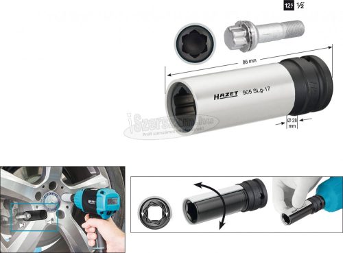 HAZET 6szög Gépi dugókulcs 17mm 1/2" 905SLG-17