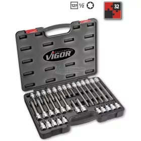   VIGOR Torx kulcs készlet 12,5mm (1/2"), 32 részes V1917