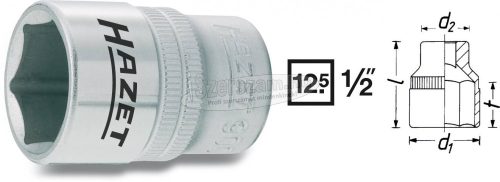 HAZET 6 lapú dugókulcsfej, belső négyszög 12,5mm (1/2"), 900-34 900-34