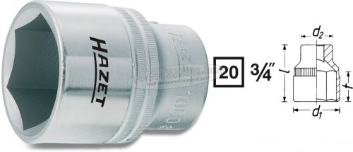 HAZET 6szög dugókulcs 46mm 3/4" 1000-46