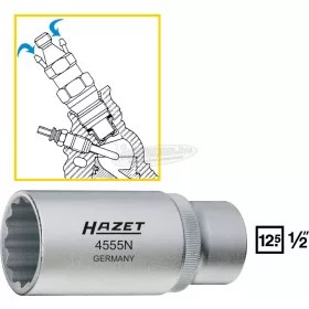   HAZET Dugókulcs befecskendező fúvókákhoz 12szög 1/2" 27mm 4555N