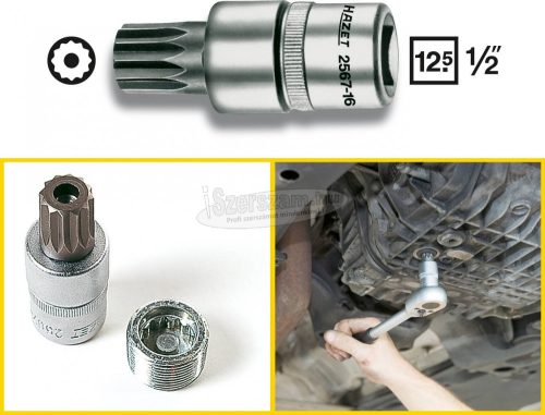 HAZET Olajleeresztő dugókulcs XZN M16 1/2" 2567-16