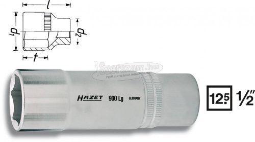 HAZET 6 lapfejű Dugókulcs 12,5mm (1/2") 30mm Meghajtás (szerszám) 12,5mm (1/2") 900LG-30 900LG-30