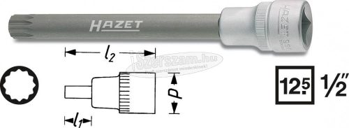 HAZET rátűzőkulcs (bit-dugókulcs) 12,5mm (1/2") 12mm szerszám meghajtás 12,5mm (1/2") 990SLG-12 990SLG-12