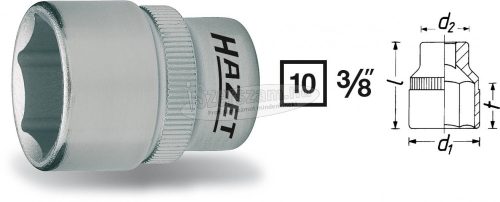 HAZET Dugókulcs 6 lapfejű 10mm (3/8") 9mm Meghajtás (szerszám) 10mm (3/8") 880-9 880-9