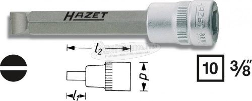 HAZET Egyenes pengéjű rátűzőkulcs (bit-dugókulcs) 1,2x8mm kulcsnyílás: 10mm (3/8") Meghajtás (szerszám) 10mm (3/8") 8803 8803-1.2X8