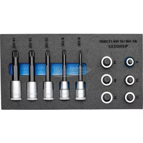   GEDORE rátűzőkulcs (bit-dugókulcs) készlet 1/2" 1500 CT1-INX 19 LK 2957957