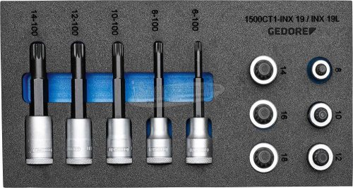 GEDORE rátűzőkulcs (bit-dugókulcs) készlet 1/2" 1500 CT1-INX 19 LK 2957957 1500 CT1-INX 19 LK