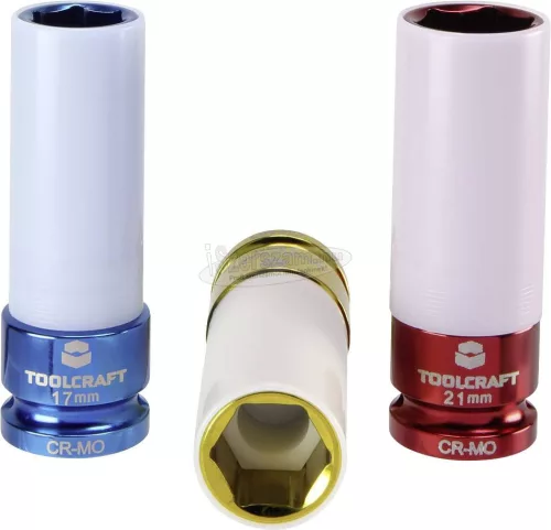 TOOLCRAFT 1544321 6szög Dugókulcs kímélő készlet 17mm, 19mm, 21mm 3 részes 1/2" 1544321