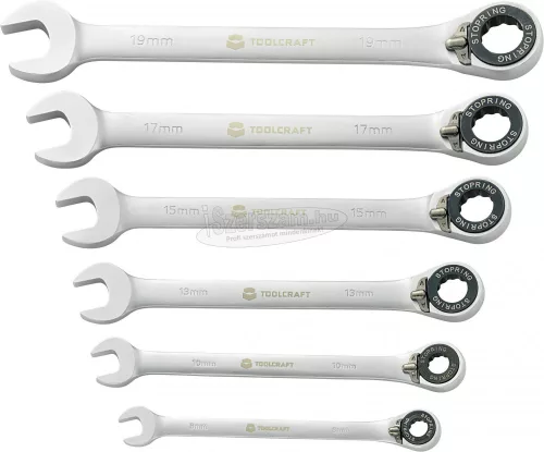 TOOLCRAFT Átkapcsolható villás-/racsnis kulcssorozat, 8-19mm, 6 részes 824124 8/10/13/15/17/19mm 824124