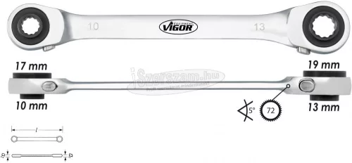 VIGOR Kettős kettős racsnis csillagkulcs 10-19mm V2705 V2705