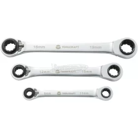   TOOLCRAFT Racsnis Csillagkulcs készlet, 8-19mm, 4 in 1, 3 részes króm-vanádium 819162