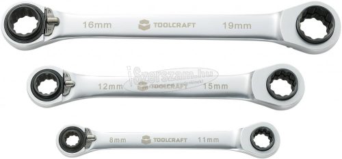 TOOLCRAFT Racsnis Csillagkulcs készlet, 8-19mm, 4 in 1, 3 részes króm-vanádium 819162