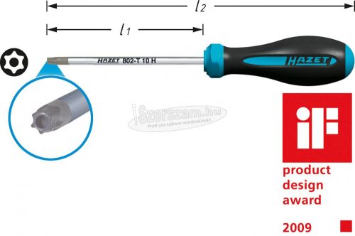 HAZET Lyukas torx csavarhúzó, 802-T10H 802-T10H