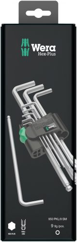 WERA 950/9 Hex-Plus 1 SB L-kulcs/Hatszögkulcskészlet, metrikus, krómozott, 9 részes 05073391001