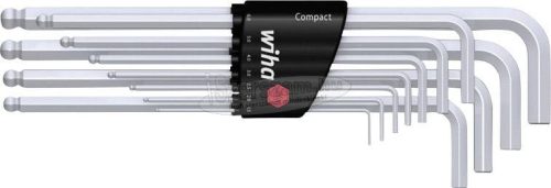 WIHA Imbuszkulcs készlet 1,5-10mm Compact tartóban Gömbvégű imbusz matt krómozású 12 részes 36453