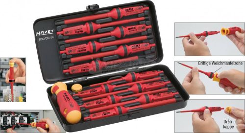 HAZET szigetelt  csavarhúzó cserepenge készlet 14 részes SL+PH+PZ+T 1000V VDE 804VDE 1000V/14