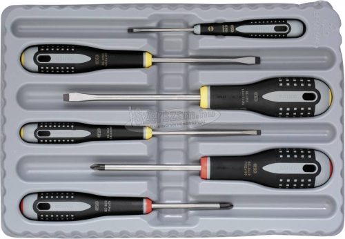 BAHCO ERGO csavarhúzó készlet, hornyolt és Phillips csavarokhoz, 6 részes BE-9881