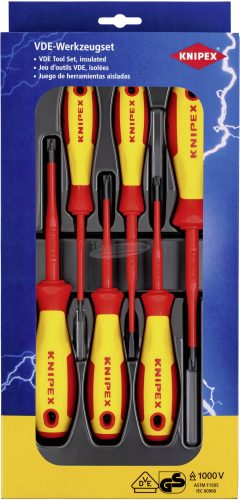 KNIPEX szigetelt VDE 1000V csavarhúzó készlet 6 részes PlusMinus/egyhornyú 00 20 12 V05