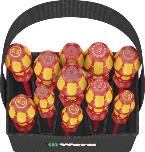 WERA Kraftform 2go 100 VDE szigetelt csavarhúzó készlet, 11 részes, egyenes, pozidriv, phillips, TORX, 05004310001
