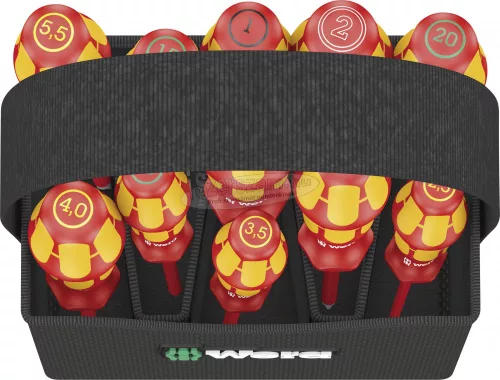 WERA Kraftform 2go 100 VDE szigetelt csavarhúzó készlet, 11 részes, egyenes, pozidriv, phillips, TORX, 05004310001