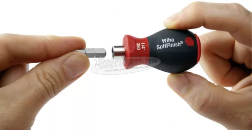 WIHA Csavarhúzó bittárral mágneses Pozidriv, Phillips 6 bittel, Stubby, 1/4" 33741