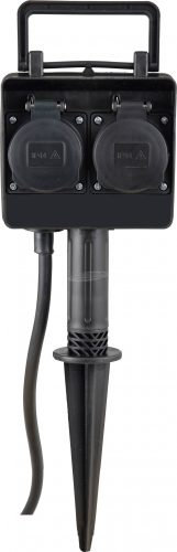 HEITRONIC leszúrható kerti elosztó doboz 2 dugalj IP44 120x70x380mm 35466