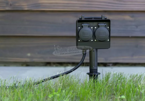 HEITRONIC leszúrható kerti elosztó doboz 2 dugalj IP44 120x70x380mm 35466