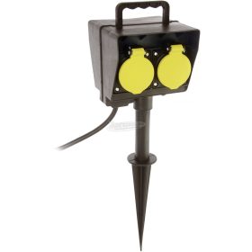   AS SCHWABE Leszúrható kerti elosztó 2m 2 dugalj H07RN-F3G1,5 IP44 230V 16A 60680