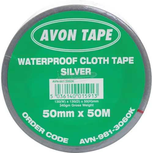 AVON STATIONERY PRODUCTS 50mm x 50M EZÜST VÍZÁLLÓ TEXTILSZALAG AVN9813060K