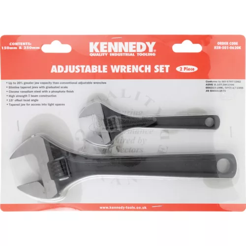 KENNEDY 6"/10" ÁLLÍTHATÓ CSAVARKULCS KÉSZLET, FOSZFATÁLT KEN5010620K