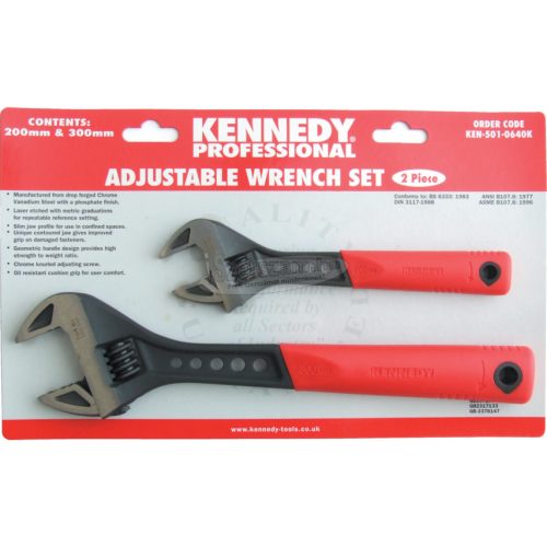 KENNEDY 8"/12" puha fogású állítható csavarkulcs készlet 2 részes, foszfatált KEN5010640K