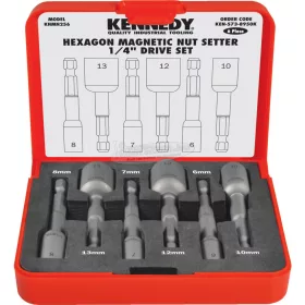   KENNEDY 6DB MÁGNESES HATLAPÚ CSAVAROZÓFEJ KÉSZLET 1/4" DR KEN5738950K