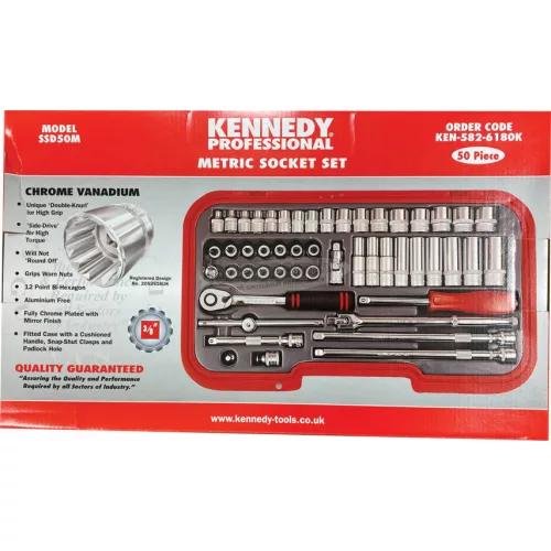 KENNEDY METRIKUS DUGÓKULCS KÉSZLET 3/8" MEGHAJTÓVAL 50db-OS KEN5826180K