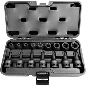   KENNEDY ERŐSÍTETT TORX DUGÓKULCS ÉS FELTŰZHETŐ CSAVARBEHAJTÓ KÉSZLET 1/2" MEGHAJTÓVAL (16db-OS) KEN5839190K