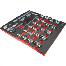   KENNEDY 30 RÉSZES METRIKUS KEN-GRIP 1/2" DUGÓKULCS KÉSZLET SZIVACSBAN T0691 KEN5950205K