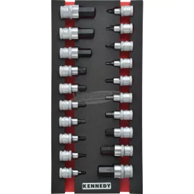   KENNEDY 20 RÉSZES FELTŰZHETŐ CSAVARBEHAJTÓ KÉSZLET 1/2" CSATLAKOZÓVAL SZIVACSBAN M1832 KEN5950210K