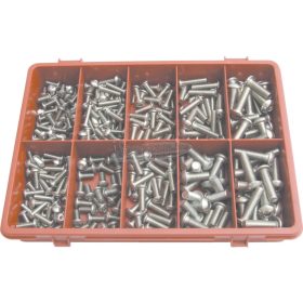   QUALFAST FASTENING PRODUCTS A2 ROZSDAMENTES ACÉL FOGLALATRÖGZÍTŐ GÖMBFEJŰ CSAVAR KÉSZLET QFT6154420K