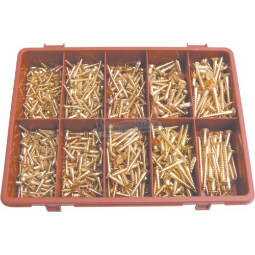 QUALFAST FASTENING PRODUCTS SÁRGARÉZ EGYHORNYÚ SÜLLY, FACSAVAR KÉSZLET QFT6155430K