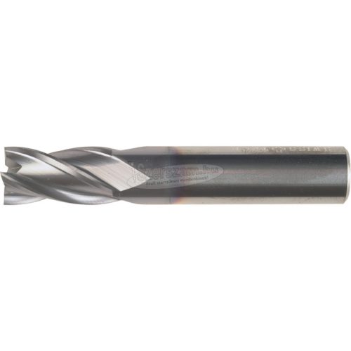 SWISS+TECH CUTTING TOOLS 12mm RÖVID NÉGYÉLŰ HENGERES SZÁRÚ TÖMÖR KEMÉNYFÉM UJJMARÓ TICN BEVONATTAL SWT1615042A