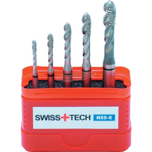 SWISS+TECH CUTTING TOOLS M3-M8 FEKETE GYŰRŰS HSS-E CSAVART HORNYÚ GÉPI MENETFÚRÓ KÉSZLET (5db-OS) SWT1859910X