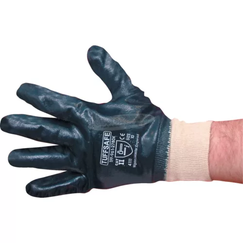 TUFFSAFE CLOTHING PRODUCTS PAMUTKESZTYŰ NITRIL KÉK MÁRTOTT, NYITOTT KÉZHÁTTAL 10 TFF9612780K