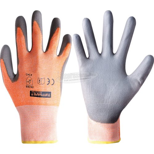 TUFFSAFE CLOTHING PRODUCTS PU BORÍTÁSÚ VÁGÁS ELLENI VÉDŐKESZTYŰ CUT-3 SZÜRKE/NARANCS SZ-7 TFF9614861B