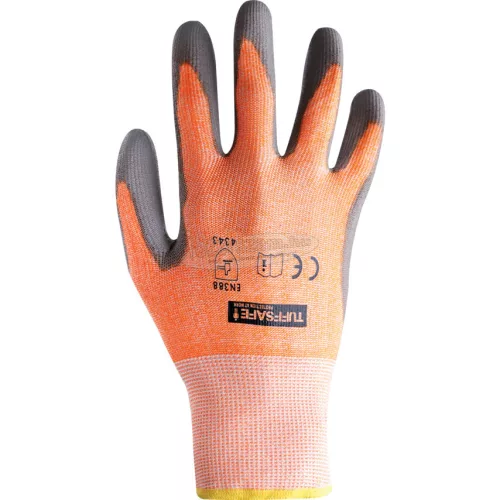 TUFFSAFE CLOTHING PRODUCTS PU BORÍTÁSÚ VÁGÁS ELLENI VÉDŐKESZTYŰ CUT-3 SZÜRKE/NARANCS SZ-9 TFF9614863D