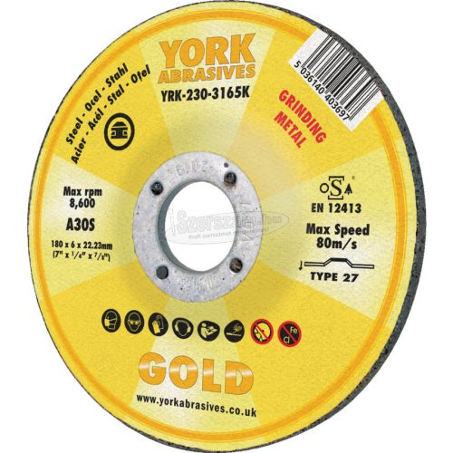 YORK ABRASIVES 100X6X16mm A30S DPC TISZTÍTÓKORONG YRK2300165K